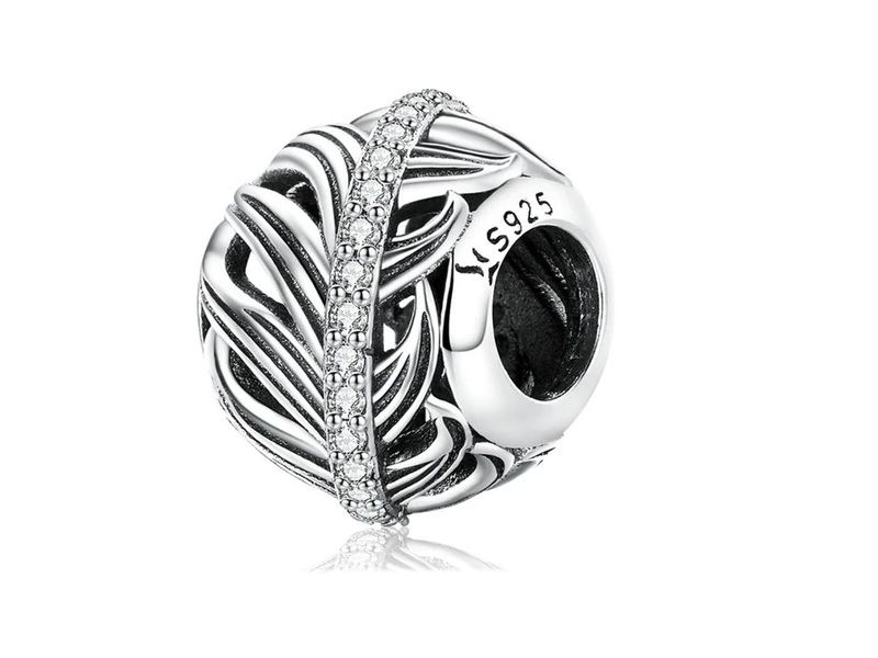 Rodowany srebrny wiszący charms do pandora listek liść leaf srebro 925 NEW103 zdjęcie 1