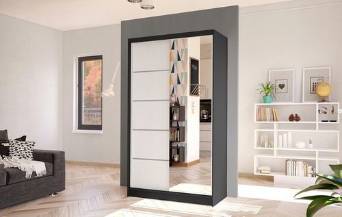 SZAFA PRZESUWNA DIEGO III z lustrem 100cm - pojemna GARDEROBA na Arena.pl