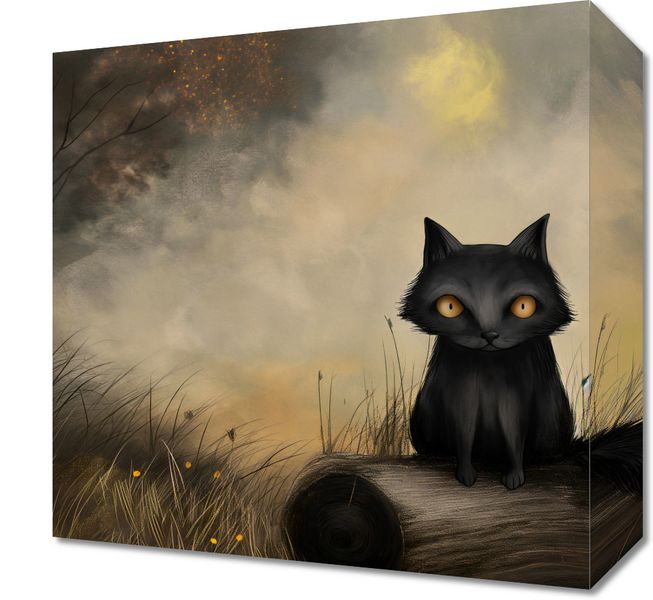 Obraz 30x30cm Czarny Kot zdjęcie 1