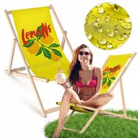 Leżak OGRODOWY DRAWNIANY JASNY CYTRYNY PLAŻOWY BALKONOWY TARASOWY