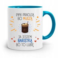 Dla Baristy Baristki Kawiarki Kubek Błękitny Z Nadrukiem Ze Zdjęciem