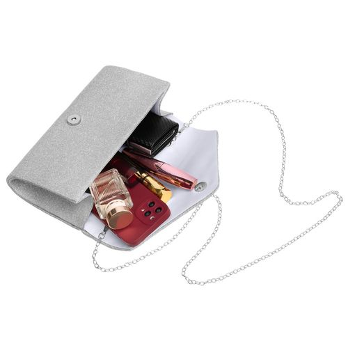 srebrna kopertówka damska z tkaniny syntetycznej z kieszonką na Arena.pl