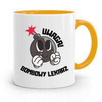 Kubek Żółty Dla Doktora Uwaga Bombowy Lekarz Z Nadrukiem Ze Zdjęciem