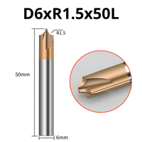 Frez promieniowy ćwiartkowy VHM TiSiN Rozmiar: D6xR1.5x50L