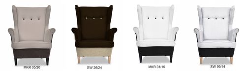 Fotel uszak ARI z podnóżkiem skandynawski  beżowo brązowy na Arena.pl