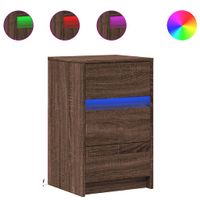 Szafka nocna z LED, kolor brązowy dąb, materiał drewnopochodny