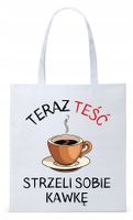Dla Teścia Taty Prezent Torba Eco Biała Shopper Z Nadrukiem Ze Zdjęciem
