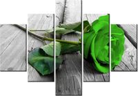 70 100CM OBRAZ 5 ELEM LIMONKOWA RÓŻA DESKACH DRUK PŁÓTNO