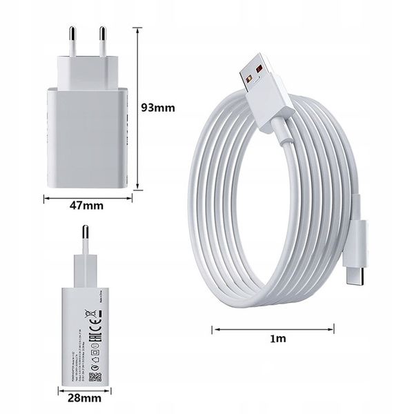 SZYBKA ŁADOWARKA DO XIAOMI REDMI NOTE 33W 3A + 1M KABEL USB TYP C 6A zdjęcie 8