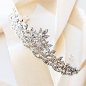 ELEGANCKA tiara diadem korona srebrna EFEKTOWNA błyszcząca ŚLUB