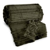 Koc oliwkowy 200x220 NINA flanelowy miękki ciepły i puszysty efekt 3D