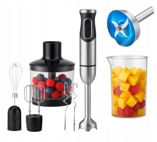 BLENDER RĘCZNY WIELOFUNKCYJNY MOCNY TYTANOWE OSTRZA ZESTAW 6W1 na Arena.pl