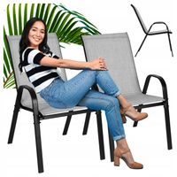 Krzesła Ogrodowe Na Taras Balkon Zestaw 2 szt. Komplet Metalowe Jasno Szare