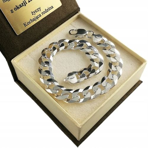 SREBRNA BRANSOLETKA MĘSKA 925 PANCERKA 10,5mm DIAMENTOWANA GRAWER GRATIS na Arena.pl