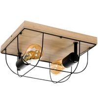 Lampa sufitowa NETUNO 92042274 drewniana druciana plafoniera drewno czarna