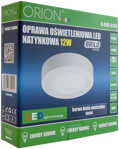 panel led natynkowy okrągły brilo 175mm, 12w, 960lm - o-600-0143 na Arena.pl