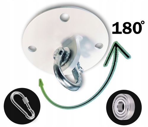 Uchwyt sufitowy z ŁOŻYSKIEM hak do huśtawki FOTELA WISZACEGO BIAŁY MAT na Arena.pl