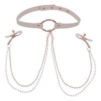 s&m peaches ‘n creame collar with nipple clamps sportsheets