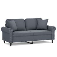 2-osobowa sofa z poduszkami, ciemnoszara, 140 cm, aksamit