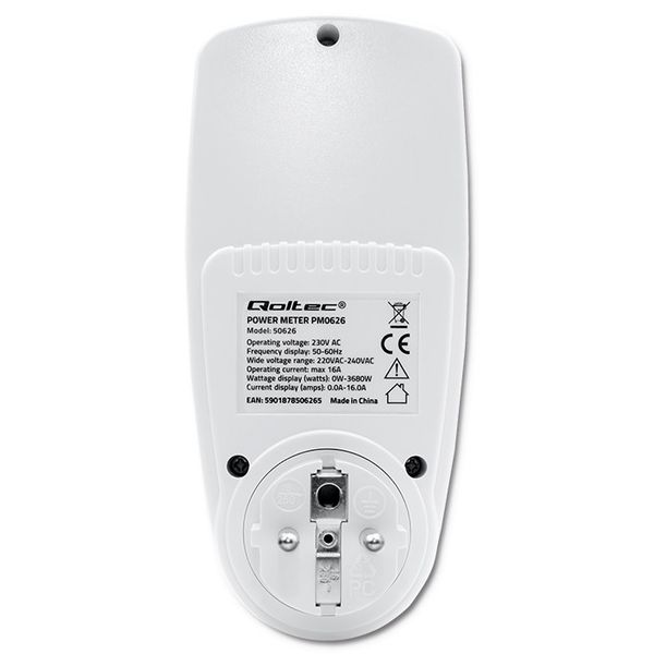 Qoltec Watomierz Licznik zużycia energii PM0626 3680W 16A LCD zdjęcie 15