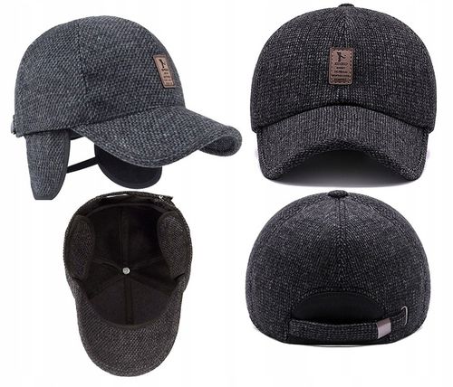 ZIMOWA CZAPKA Z DASZKIEM CHOWANE NAUSZNIKI CIEPŁA RĘKAWICZKI ZESTAW NA ZIMĘ na Arena.pl