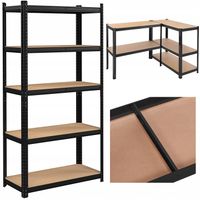 REGAŁ MAGAZYNOWY METALOWY GARAŻOWY OCYNK CZARNY PÓŁKI MDF 180x90x30