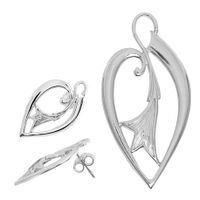 ELEGANCKI SREBRNY KOMPLET KOLCZYKI I ZAWIESZKA SREBRO PRÓBY 925