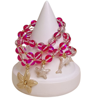 komplet bransoletek z różowych opali, z morskimi zawieszkami z kolekcji