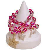 komplet bransoletek z różowych opali, z morskimi zawieszkami z kolekcji