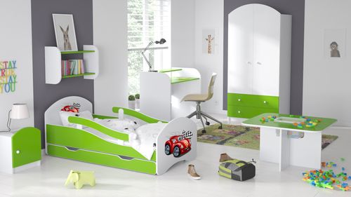 Łóżko dziecięce LEO 140x70 biało-limonkowe na Arena.pl