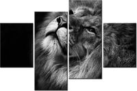 140CM 70 OBRAZ SREBRNY LEW ŚCIENNY