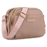 różowa, nylonowa listonoszka damska zamykana suwakiem i klipsem