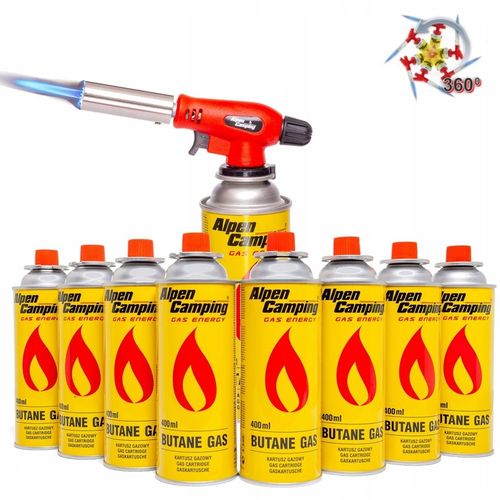 PALNIK 360 + 8x gaz nabój kartusz kartusze gazowe Alpen camping 400ml na Arena.pl