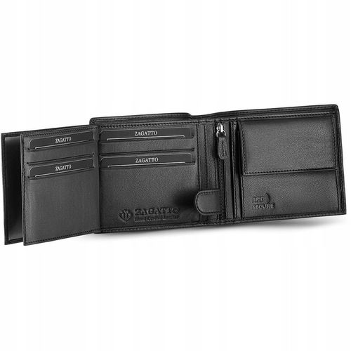 Portfel męski skórzany czarny poziomy skóra naturalna ochrona RFID na Arena.pl