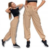 Bojówki Spodnie Damskie Wysoki Stan Luźne Parachute Wygodne Modne MORAJ M