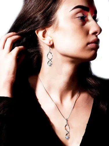 KOMPLET SREBRNY BIŻUTERII 925 DAMSKI Z CYRKONIAMI SWAROVSKI + GRAWER GRATIS na Arena.pl