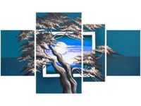 120CM 70 OBRAZ 4 ELEM LAZUROWY ZACHÓD SŁOŃCA ŚCIENNY