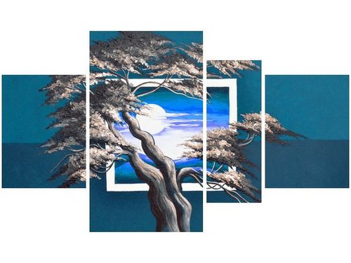 120CM 70 OBRAZ 4 ELEM LAZUROWY ZACHÓD SŁOŃCA ŚCIENNY na Arena.pl