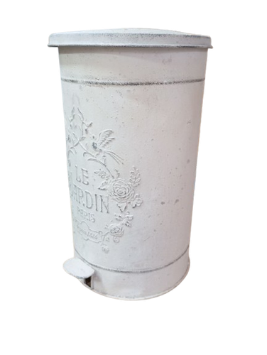 Kosz na śmieci zewnętrzny do ogrodu biały retro pedałowy POWYSTAWOWY na Arena.pl