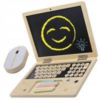 LAPTOP DLA DZIECKA DREWNIANY EDUKACYJNY TABLICA DO RYSOWANIA + MYSZKA KREDA