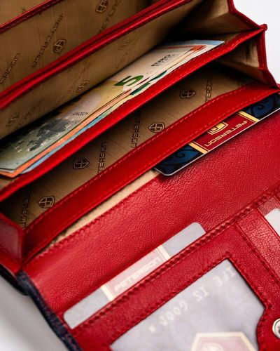 pojemny, skórzany portfel damski na zatrzask i suwak - peterson na Arena.pl