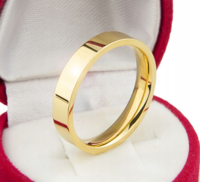 OBRĄCZKA ŚLUBNA PŁASKA ZŁOTA STAL CHIRURGICZNA 8 zdjęcie 2