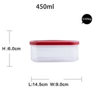 Pojemniki Do Żywności - Przeźroczyste - 0.45L 1.0L 1.5L 2.0L - OKAZJA 0.45L- Czerwony
