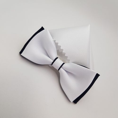 KOMUNIJNA MUSZKA BIAŁO GRANATOWA MUCHA Z BIAŁĄ POSZETKĄ na Arena.pl