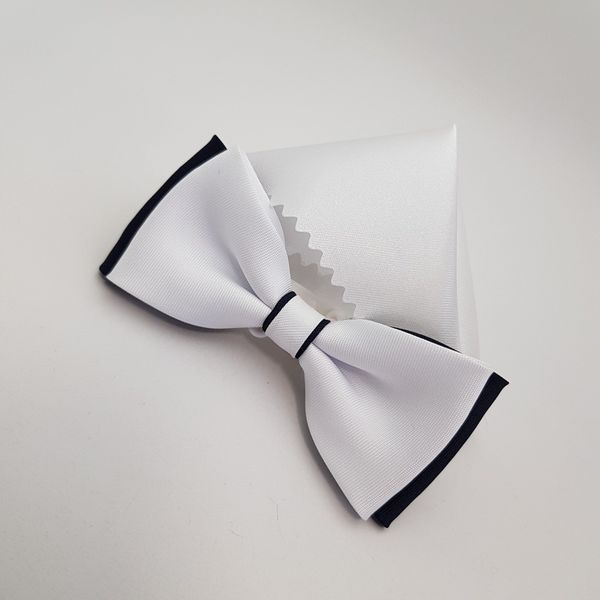 KOMUNIJNA MUSZKA BIAŁO GRANATOWA MUCHA Z BIAŁĄ POSZETKĄ zdjęcie 5