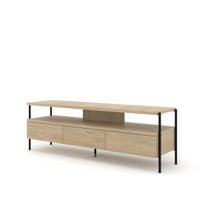 Szafka RTV DRAGONFLY 150 cm dąb cremona szuflady czarne metalowe nóżki