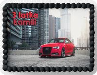 PROSTOKĄTNY OPŁATEK NA TORT A4 20x29CM - AUDI SAMOCHODY + IMIĘ