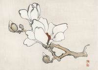 Plakat 35x25cm Magnolia, Kōno Bairei Japoński Vintage do Salonu