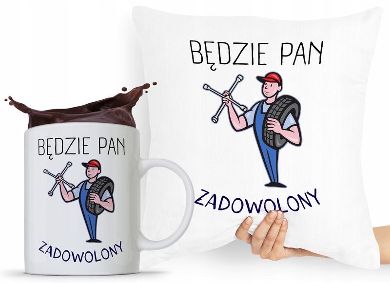 Zestaw Poduszka + Kubek Dla Mechanika Prezent Z Nadrukiem Ze Zdjęciem zdjęcie 1