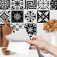 Naklejki Na Kafelki Czarno-biała MAROKAŃSKA Mozaika Zestaw 24 szt. 15x15